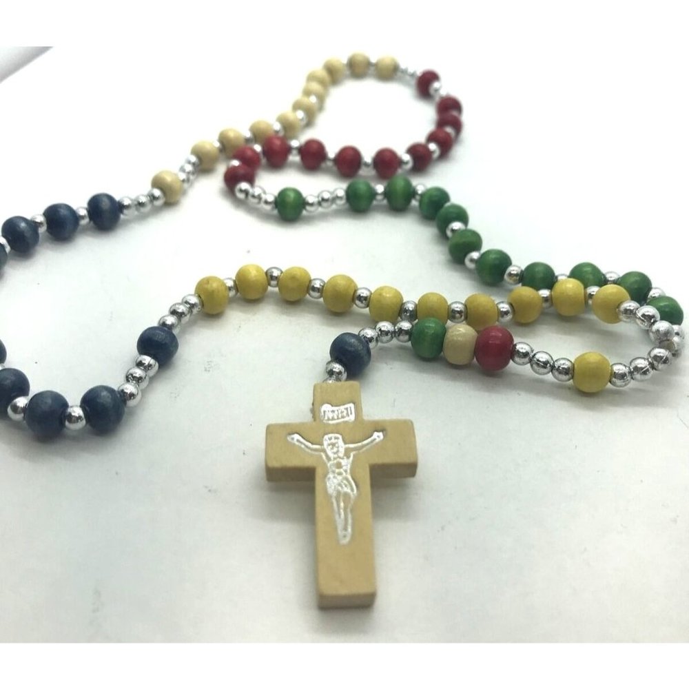 Wood Missionary Rosary Cross Catholic multi-color Religious Christian crucifix‎